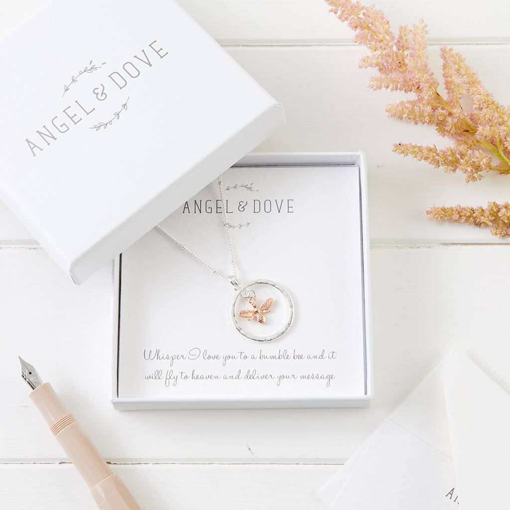 Silver Plated Bee Necklace Sympathy Gift By Angel &amp; Dove