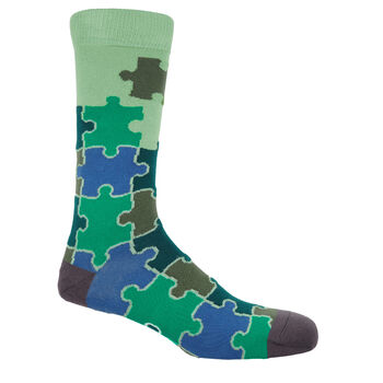 Tri Teal And Jigsaw Green Men's Socks Bundle, 3 of 5