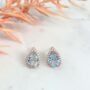 Blue Topaz 18k Rose Gold Plated Pear Drop Earrings, thumbnail 1 of 4