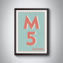 M5 Manchester Typography Postcode Print, thumbnail 1 of 10