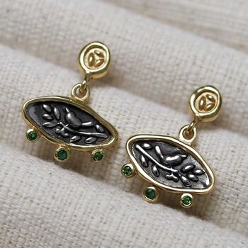 Gold Plated Sterling Silver Hieroglyphics Earrings, 10 of 11