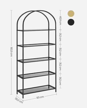 Five Tier Shelf Tempered Glass Rack Arched Design, 11 of 12