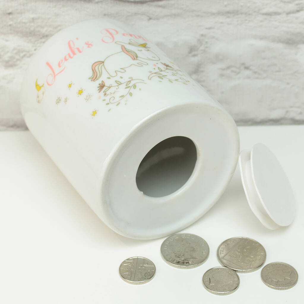 Personalised Unicorn Children's Ceramic Money Box By Dreams to Reality