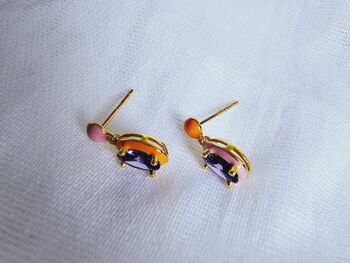 Amethyst Stud Drop Enamel Irregular Earrings, 4 of 8