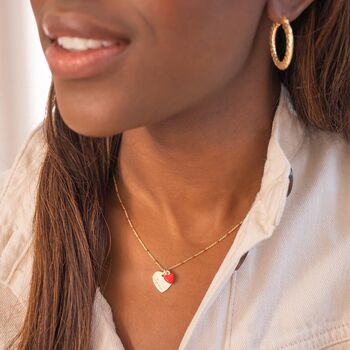 Enamel Heart And Heart Personalised Name Necklace, 3 of 8