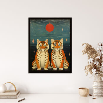 Tiger Twins Tea Party Cute Animal Cubs Wall Art Print, 4 of 6