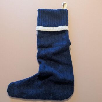 Personalised Pure Cashmere Cable Christmas Stocking, 2 of 6