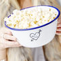 Carved Heart Enamel Personalised Popcorn Bowl, thumbnail 3 of 5