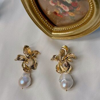 Bauhinia Blossom Baroque Pearl Earrings, 3 of 3