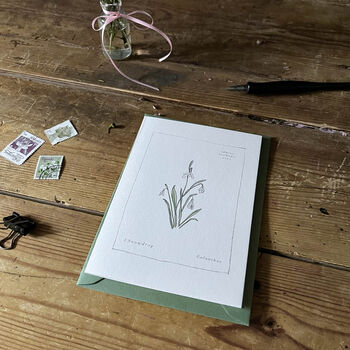 ‘Snowdrop’ Botanical Spring Flower Notecard, 4 of 4