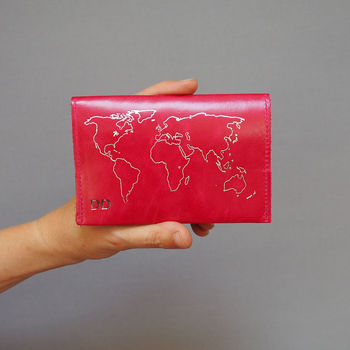 Leather Passport Cover With Embossed World Map, 5 of 12