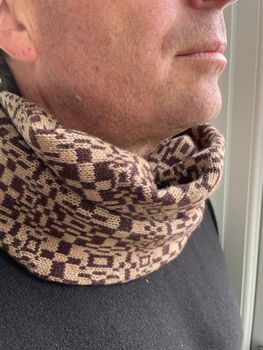 Mens Lambswool Knitted Snood Geometric Pattern, 4 of 12