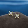 White Opal Star Stud Earrings In Sterling Silver, thumbnail 2 of 12