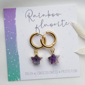 Fluorite Star Hoop Earrings, 3 of 10