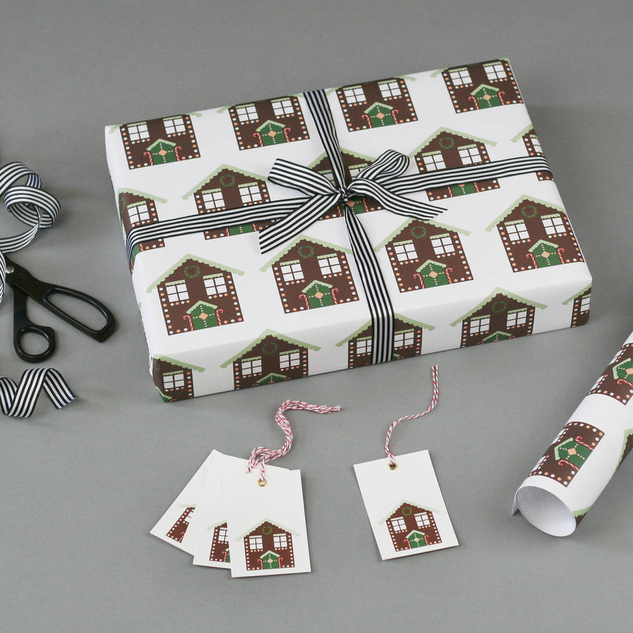 gingerbread house wrapping paper