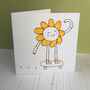 Happy Flower On A Skateboard Screenprinted Card, thumbnail 1 of 3