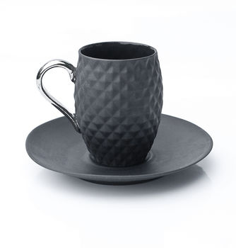 Black Espresso Cup With Silver Or Gold Handle, 2 of 5
