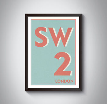 Sw2 Brixton, Tulse Hill, London Postcode Print, 8 of 8