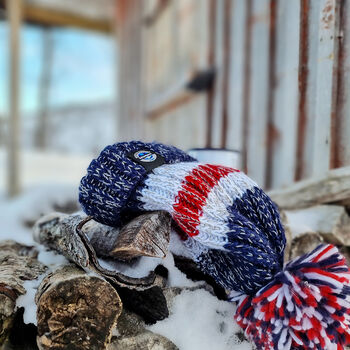 Navy Red Reflective Super Bobble Hat, 3 of 6