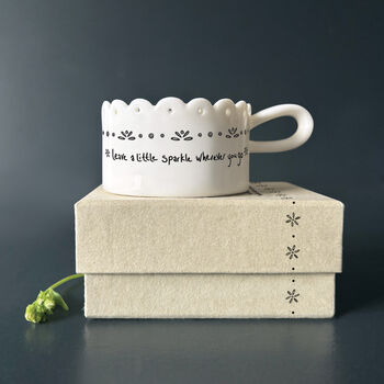 East Of India Handled Scallop Tea Light Holder Sparkle, 2 of 4