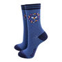 Bee Floral Wreath Bamboo Ankle Socks Women's Blue, thumbnail 1 of 4