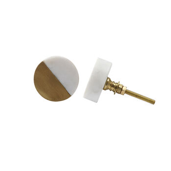 Set Of Two Brass And Marble Drawer Pull, 2 of 2