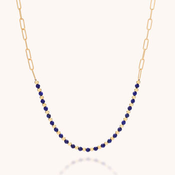 Gem Shine Lapis Necklace With Paperclip Chain, 5 of 7