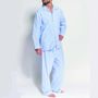Men's Pyjamas Blue And White Striped Flannel, thumbnail 3 of 4