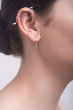 Recycled Sterling Silver Ear Threads, 2 of 3