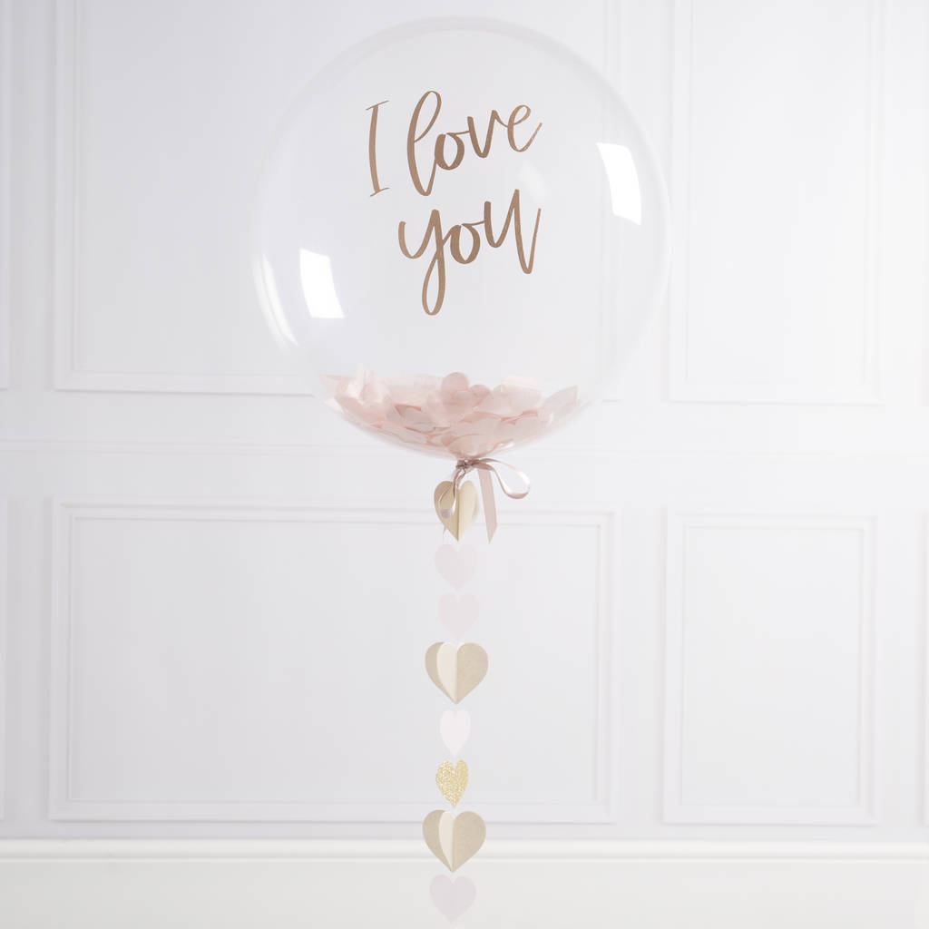 personalised heart confetti bubble balloon by bubblegum balloons