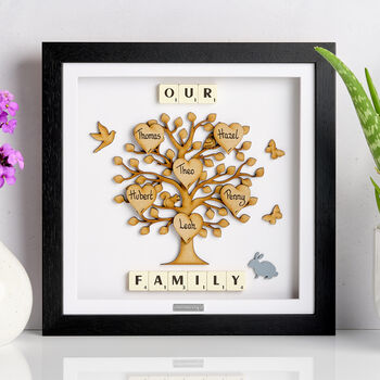 Wooden Family Tree Frame Personalised Gift For Parents, 3 of 12