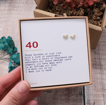 40th Birthday Poem Heart Earrings, 2 of 5