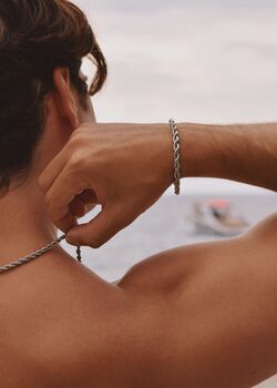 Silver 5mm Rope Chain Bracelet Adjustable Gift, 5 of 7