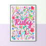 Lilac Unicorn Name Print Set, thumbnail 7 of 12