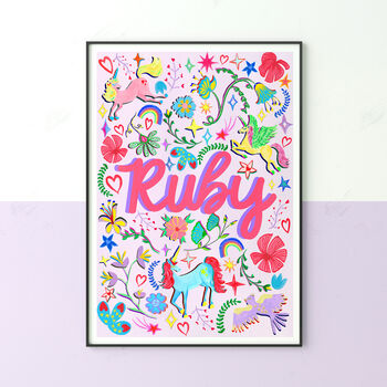 Lilac Unicorn Name Print Set, 7 of 12