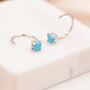 Sterling Silver Genuine Turquoise Threader Hoop Earrings, thumbnail 4 of 12