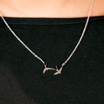 Two Bird Silver Gold Plated Necklace Pendant For Women, 3 of 7