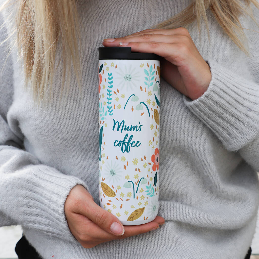 Personalised Folk Floral Thermos Travel Flask, 1 of 9