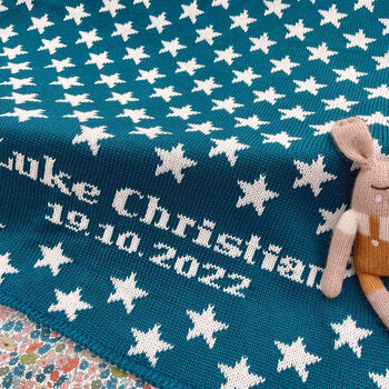 Personalised Knitted Star Baby Blanket, 2 of 11