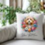 Personalised Cockapoo Summer Floral Dog Wreath Cushion And Mug Gift Bundle, thumbnail 4 of 4