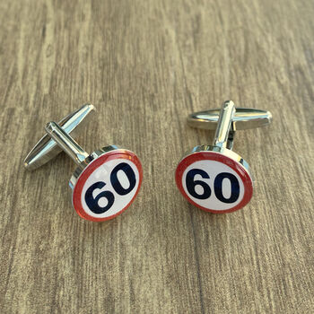 60 Mph Speed Sign Cufflinks, 2 of 4