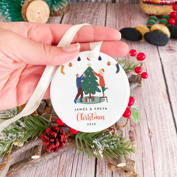 Merry Christmas To A Special Couple Personalised Ceramic Ornament With Names, 6 of 7