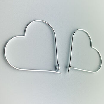 Sterling Silver Heart Hoop Earrings, 4 of 6