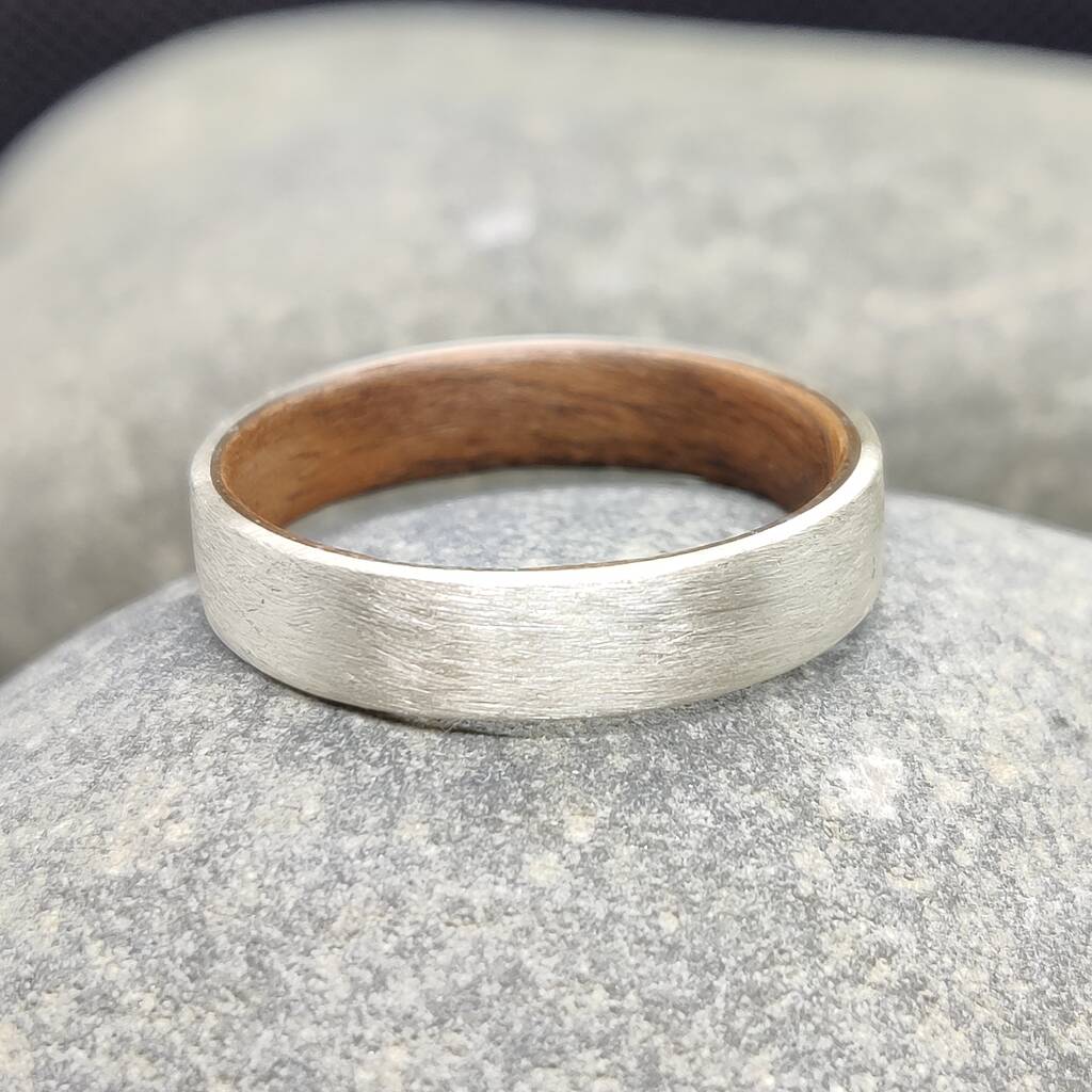 European Walnut And Silver Ring Brushed Finish, 1 of 7