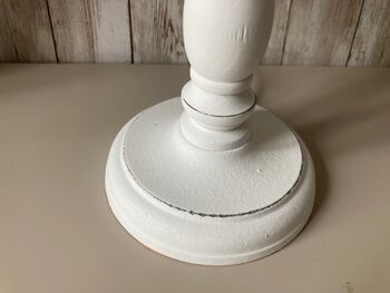 30cm White Wooden Table Bedside Lamp With Shade Country Style Décor, 2 of 8