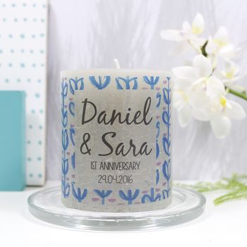 Personalised Anniversary Patterned Coloured Candle, 2 of 12