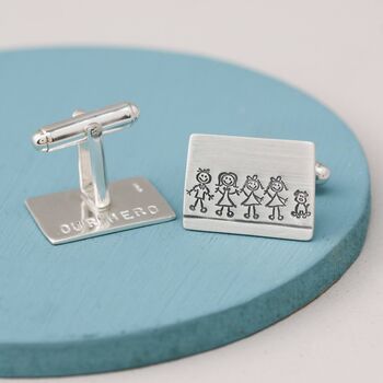 Personalised Cufflinks. Family Portrait Gift For Dad, 4 of 10