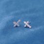 Sparkly Cross Studs, Cubic Zirconia Stone Cross Earrings, thumbnail 3 of 7