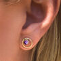 Infinity Bliss Amethyst Silver Stud Earrings, thumbnail 1 of 8