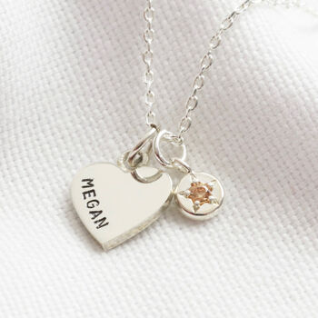 Personalised Heart And Birthstone Charm Necklace, 3 of 8